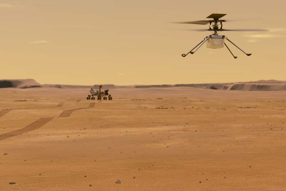 Ilustración del helicóptero Ingenuity de la Nasa.