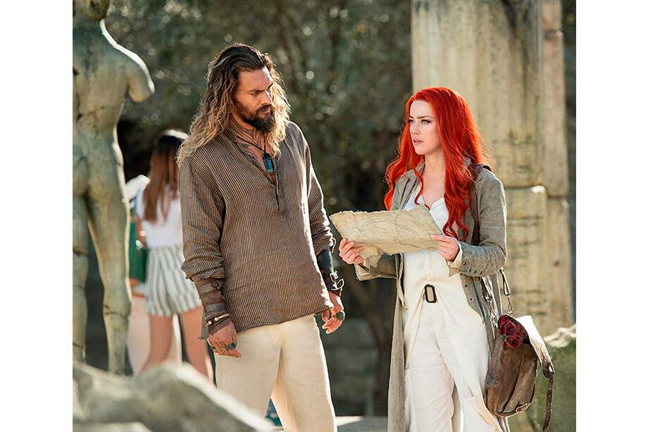 Jason Momoa (Arthur Curry / Aquaman) y Amber Heard (Mera) en "Aquaman".