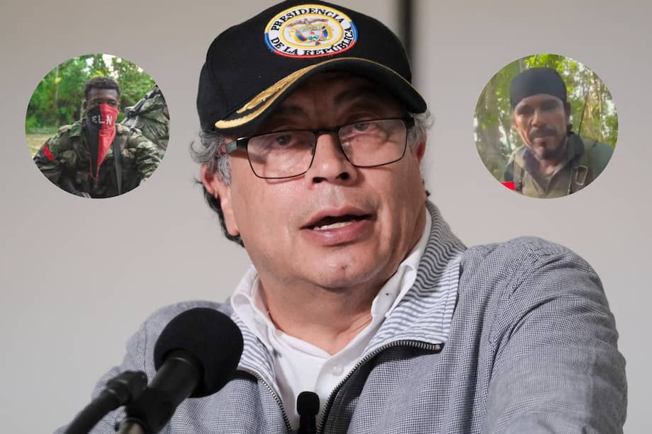 El presidente Gustavo Petro (izq.) recibió una carta de 'Jhon Mechas' (der.) con una propuesta para parar la crisis por la guerra con el ELN en Catatumbo.