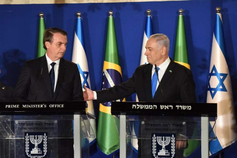 Jair Bolsonaro, presidente de Brasil, con Benjamin Netanyahu, primer ministro de Israel. / AFP