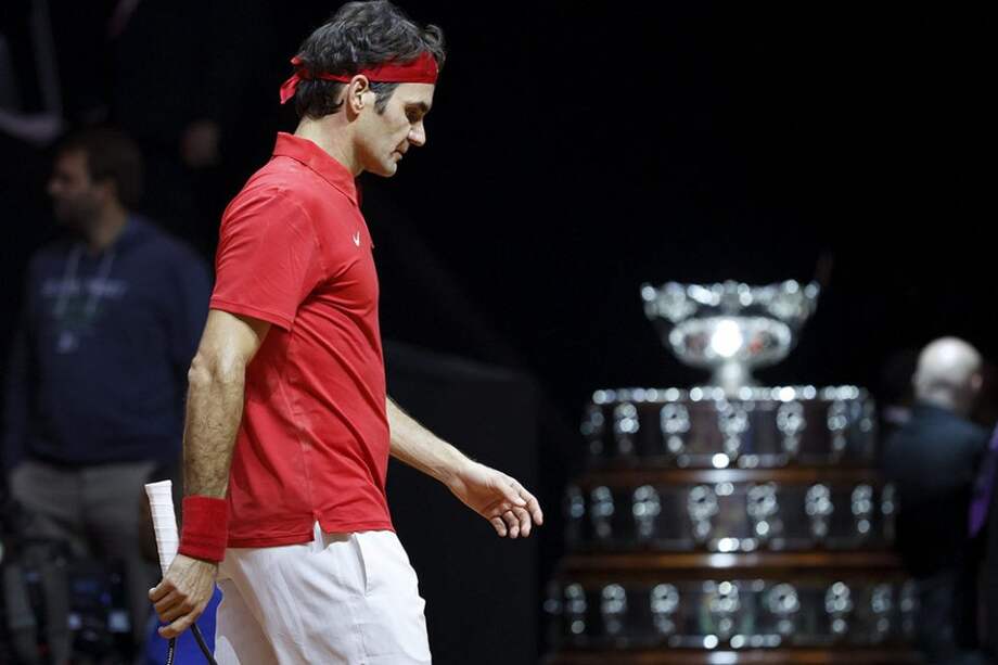 Roger Federer, con molestias en la final de la Copa Davis. Foto: AFP