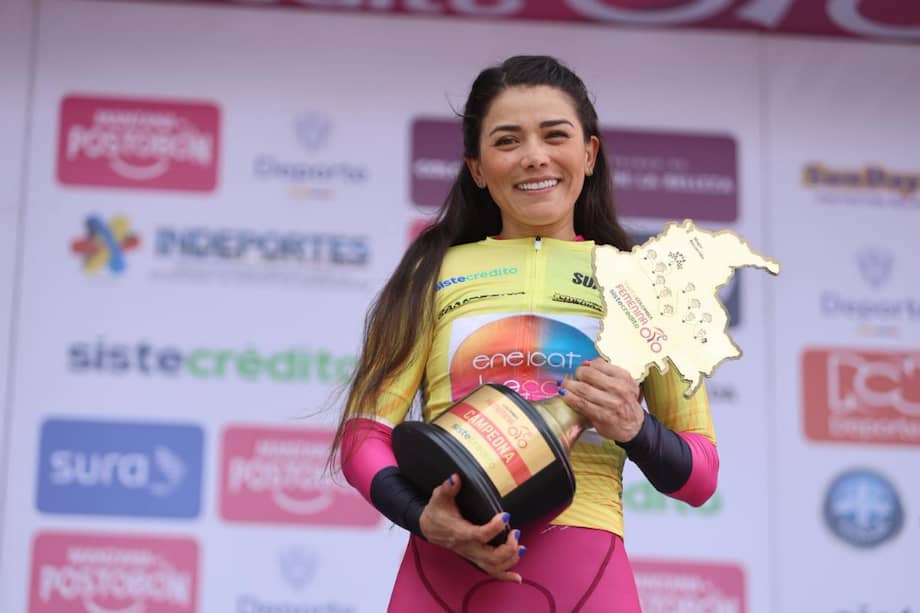 La venezolana defendió el liderato en la contrarreloj final de Apía y conquistó su cuarto título en la competencia. Angie Londoño fue segunda y Laura Daniela Rojas cerró la carrera con victoria de etapa y podio.