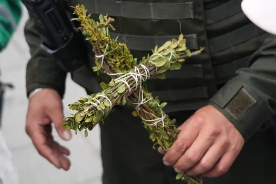 Cruz hecha con laurel de cera decomisada durante celebraciones del día de la Santa Cruz en Bogotá