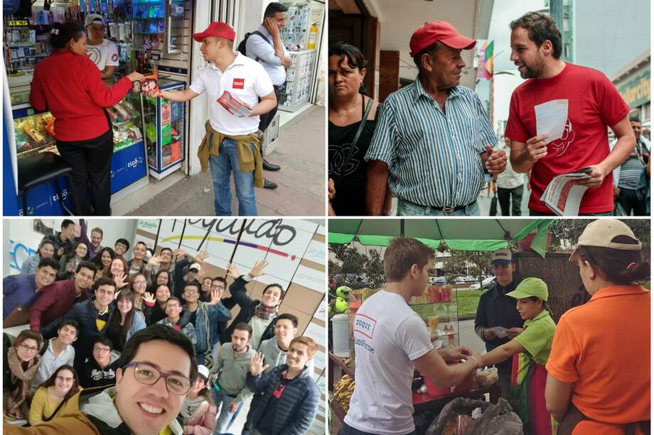 Los jóvenes se vinculan a las campañas a las que son afines, sobre todo, para el trabajo político en la calle. / Cortesía campañas Vargas Lleras, De la Calle, Duque y Fajardo.