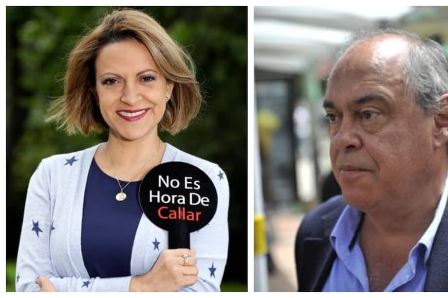A la izquierda, Jineth Bedoya, lideresa del movimiento "No Es Hora de Callar". A la derecha, Camilo Gómez, director de la Agencia Nacional de Defensa Jurídica del Estado.