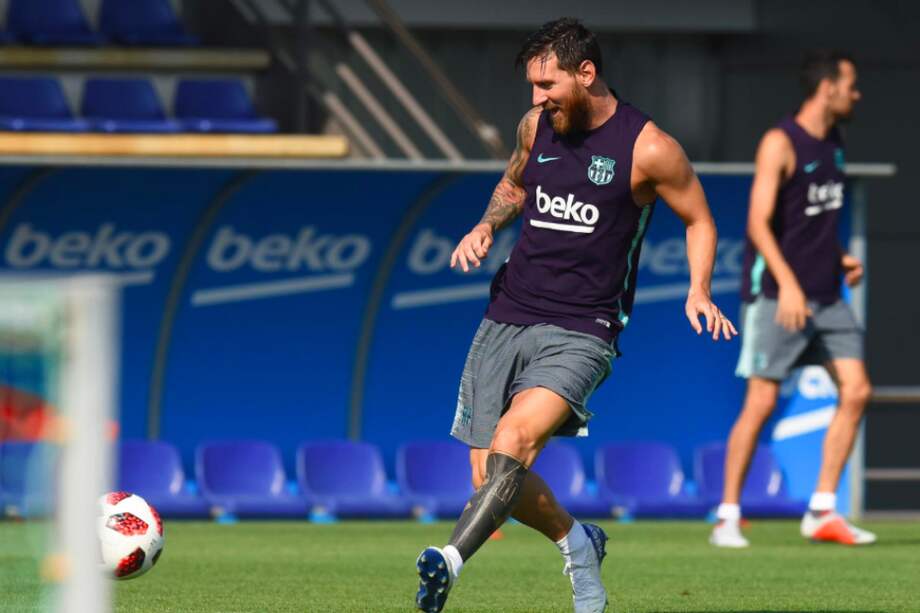 Lionel Messi, en un entrenamiento con el Barcelona. / Barcelona FC