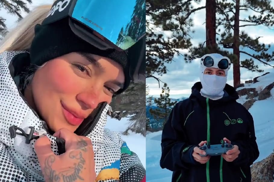 La pareja conformada por Karol G y Feid ha subido varios videos a redes sociales en la que parece ser la misma locación. Ambos han lucido sus mejores ‘outfits’ de invierno.