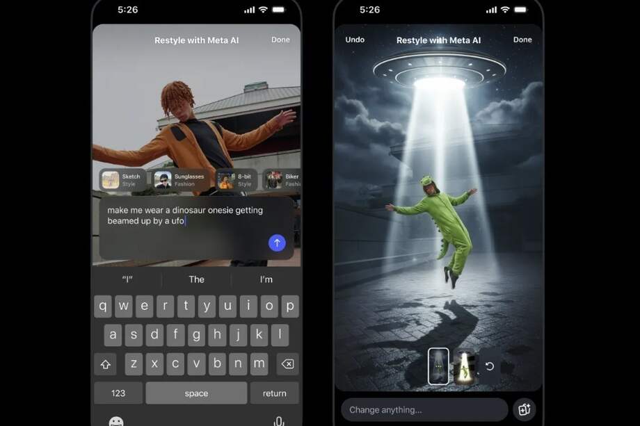 Edición de historias de Instagram con Meta AI. / Meta