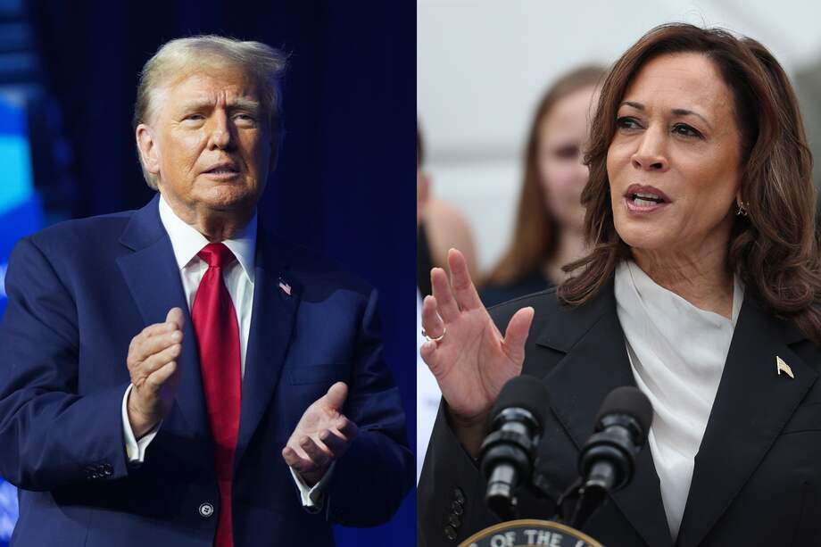 Combo de fotografías donde se observa a los candidatos a la presidencia de Estados Unidos: Donald Trump y Kamala Harris.