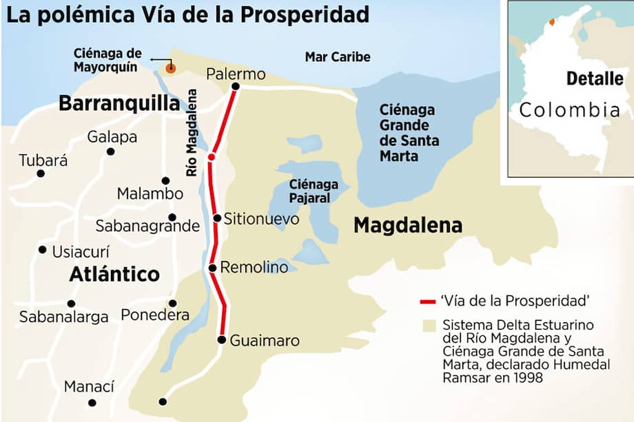 Contraloría cuestiona vía que afectaría a la Ciénaga Grande