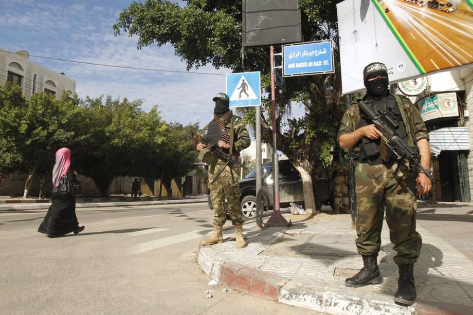 Medidas de seguridad en la Franja de Gaza para la llegada de Khaled Meshaal/ AFP
