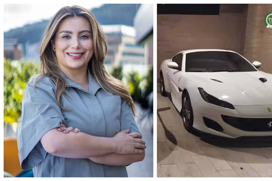 Andrea Agudelo, jefe del área de Delitos Económicos de la Oficina de la ONU contra la Droga. A la derecha, uno de los Lamborghini incautados a alias Falcon, financiero del Clan del Golfo.