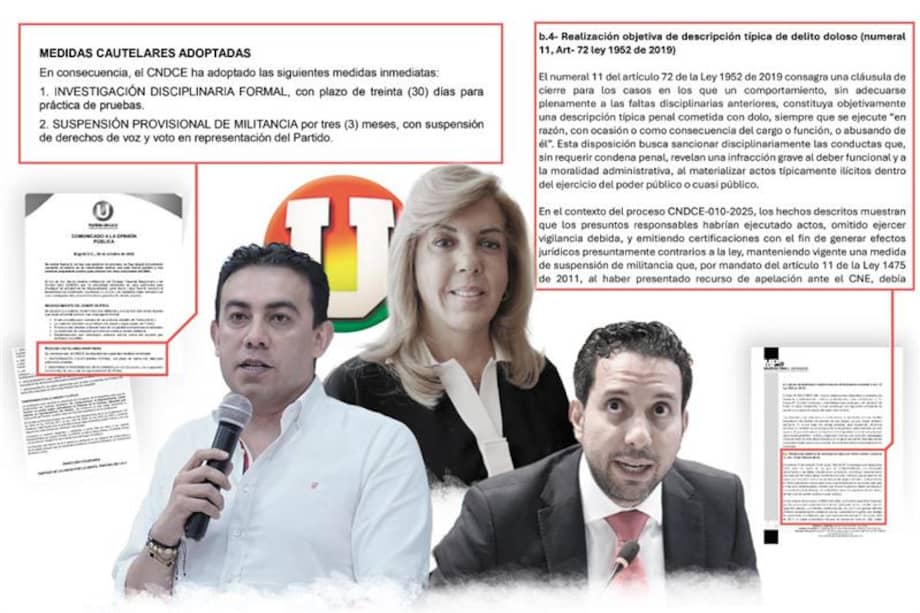 La disputa entre los directivos de la U, Clara Luz Roldán y Alexánder Vega, y el representante Julián López llegó a la Procuraduría y al Consejo Nacional Electoral.