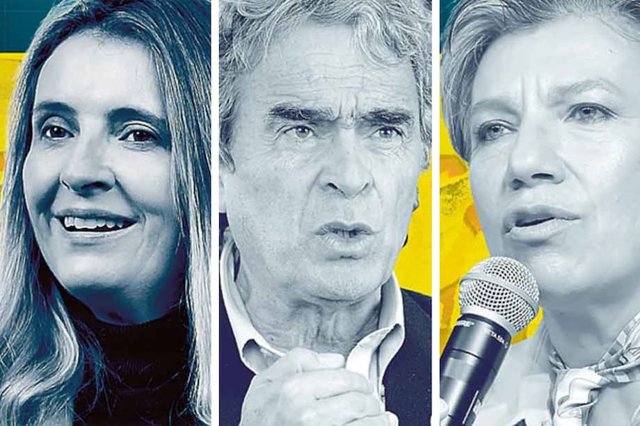 Los candidatos Paloma Valencia, Sergio Fajardo y Claudia López.