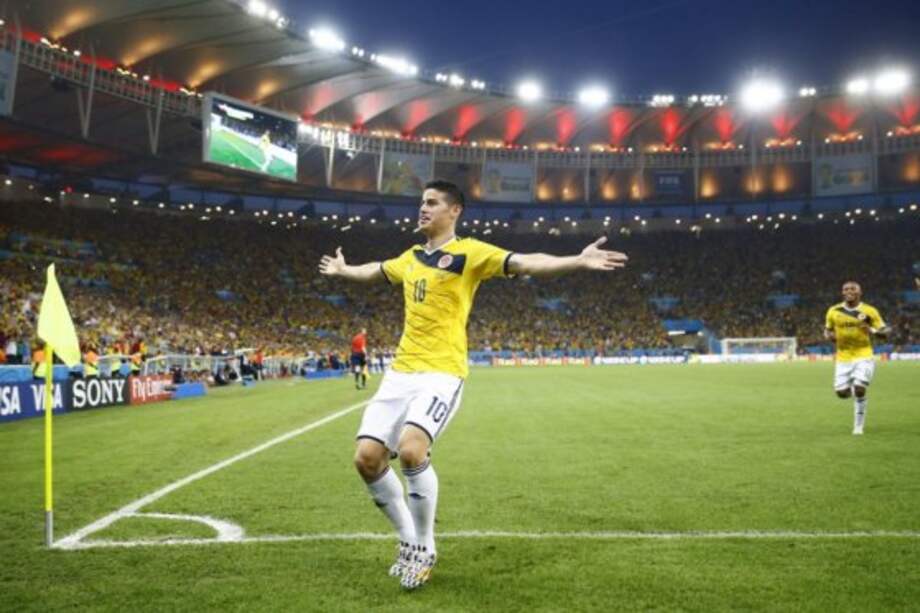 James Rodríguez celebra su primera anotación contra Uruguay en el Maracaná. Foto: AFP
