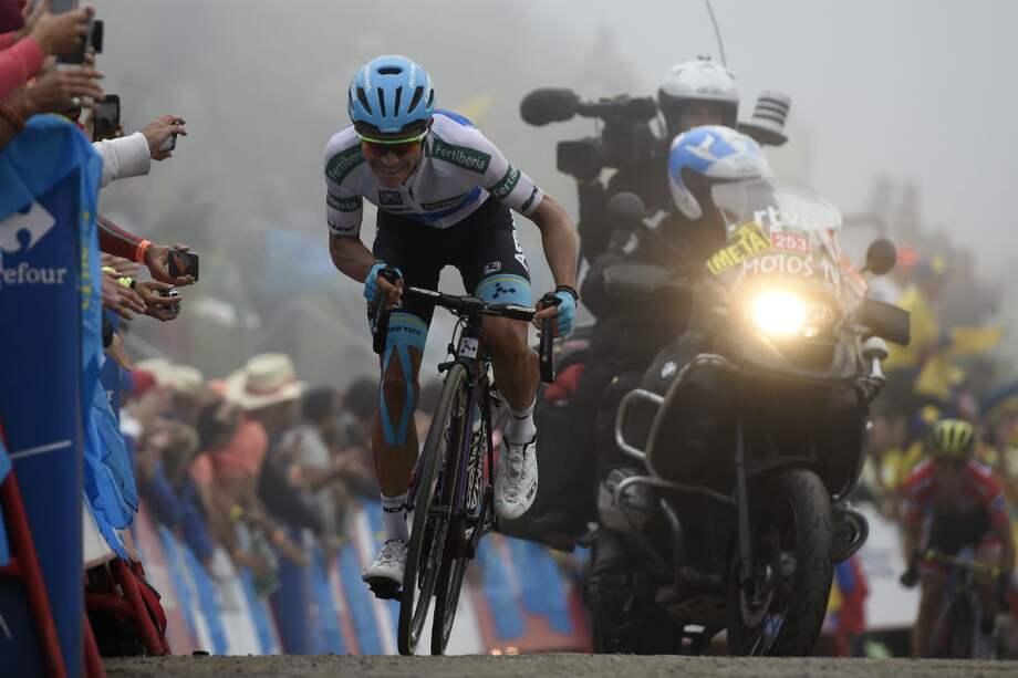 Miguel Ángel López, líder del equipo Astana. / AFP
