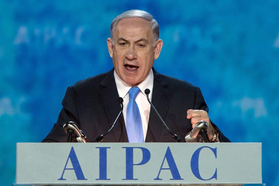 El primer ministro israelí, Bejamín Netanyahu, pronunció ayer un discurso ante el American Israel Public Affairs Committee (Aipac). / AFP