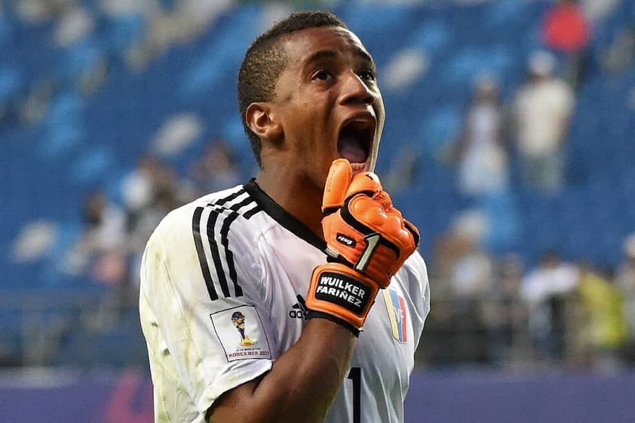Wuilker Faríñez, arquero de la selección venezolana y de Millonarios. / AFP