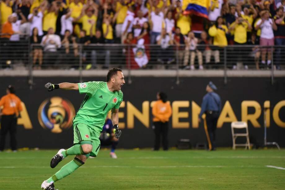 David Ospina, celebrando la clasificación de Colombia a las semifinales de la Copa América. / AFP
