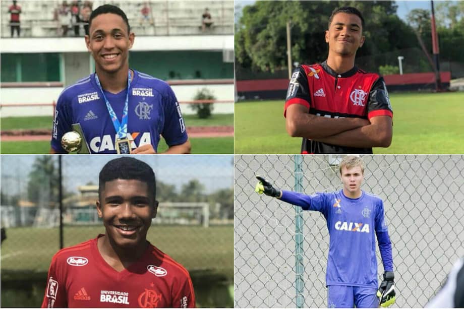Estos son los cuatro jugadores de las divisiones menores del club que murieron en el incendio de este viernes. / Flamengo