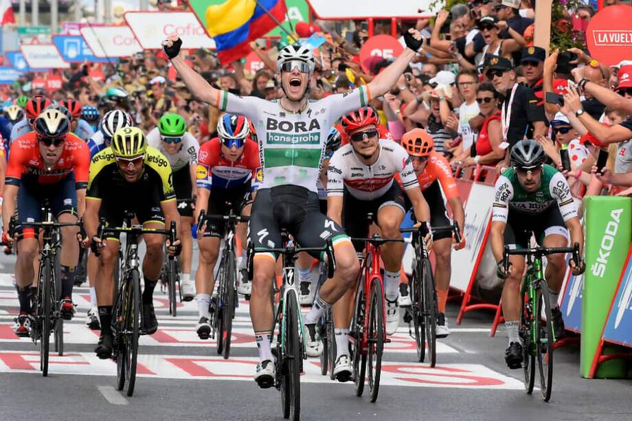 Sam Bennett, ganador de la tercera etapa de la Vuelta a España 2019. / AFP
