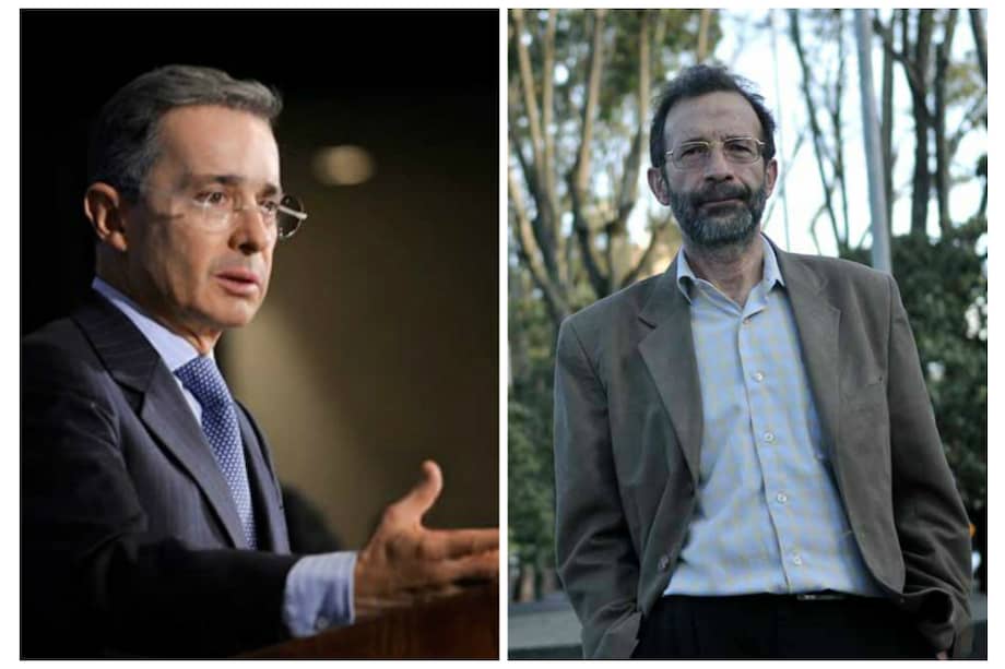 El expresidente Álvaro Uribe Vélez y el investigador Mauricio Archila. / Archivo