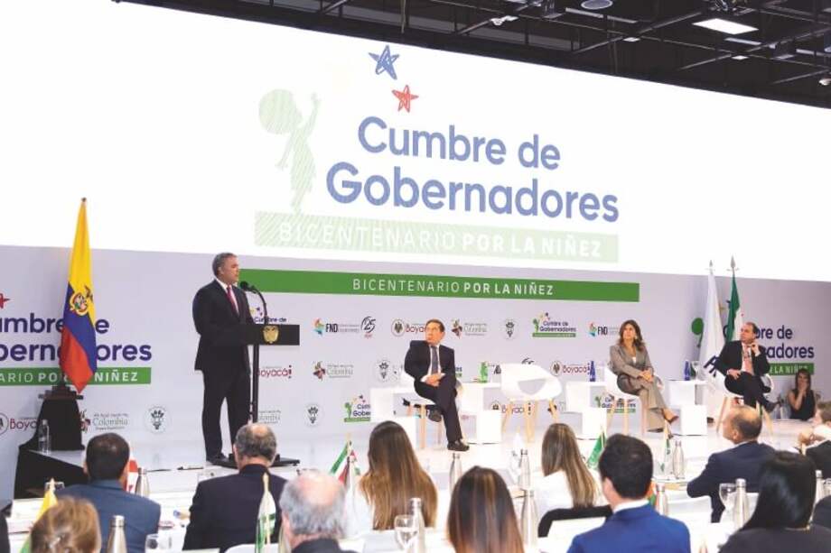 El presidente Iván Duque, ayer en la Cumbre de Gobernadores en Paipa (Boyacá). / Presidencia