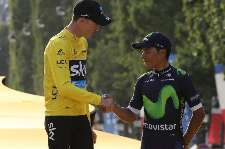 Chris Froome y Nairo Quintana, en el podio del Tour de Francia 2016, en París. / AFP
