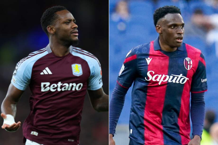 Los colombianos Jhon Jáder Duran (izq.) y Jhon Lucumí se encontrarán en el partido de la Champions League.