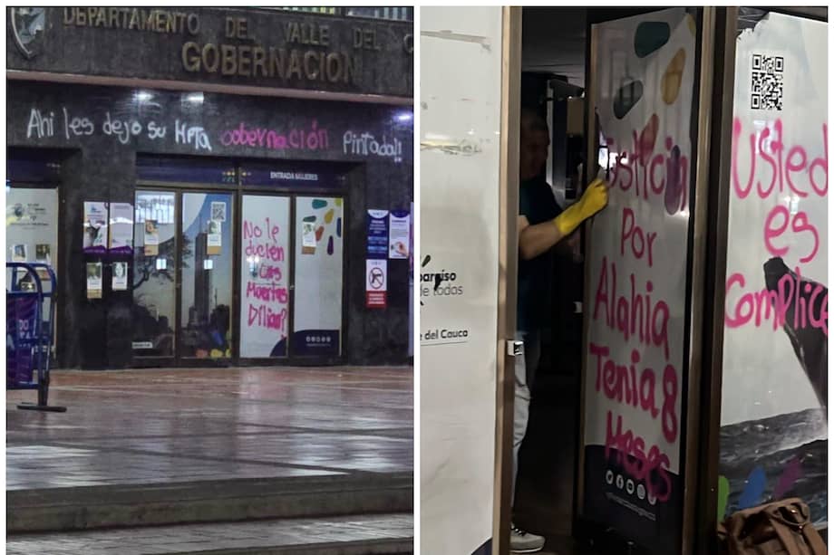 Los manifestantes hicieron grafitis pidiendo justicia y responsabilizando a la gobernación por el feminicidio de María Camila Potosí.