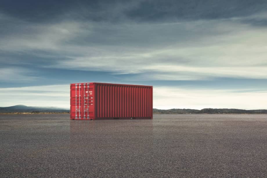 Containers in an empty parking lot or dock