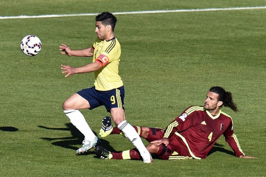Radamel Falcao, delantero colombiano en el partido entre Colombia y Venezuela. Foto: AFP