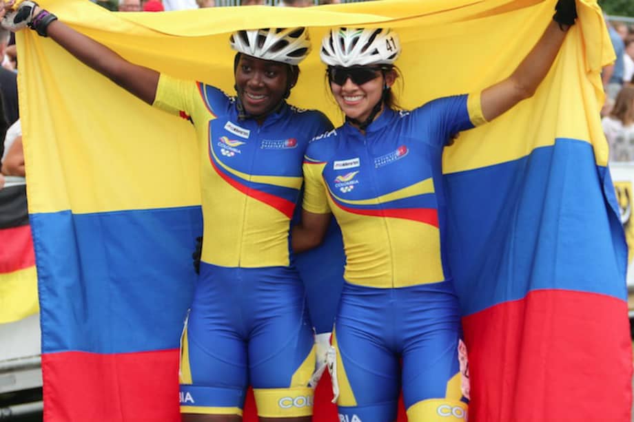 Johana Viveros y Fabriana Arias finalistas colombianas en la prueba de 20.000 metros eliminación. / Comité Olímpico Colombiano