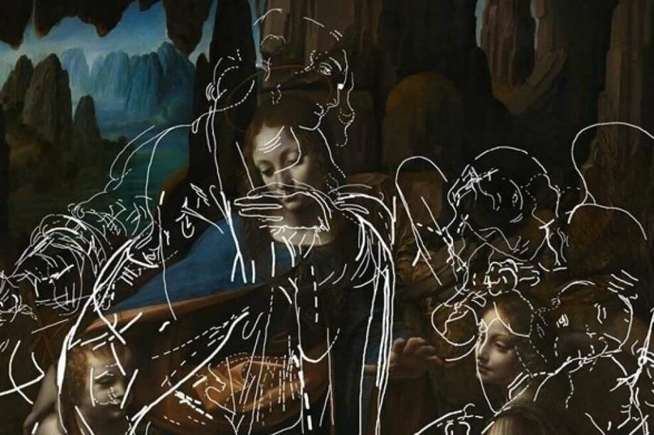 En la imagen se observan los trazos que Da Vinci hizo antes de pintar La virgen de las rocas. / Imperial College London