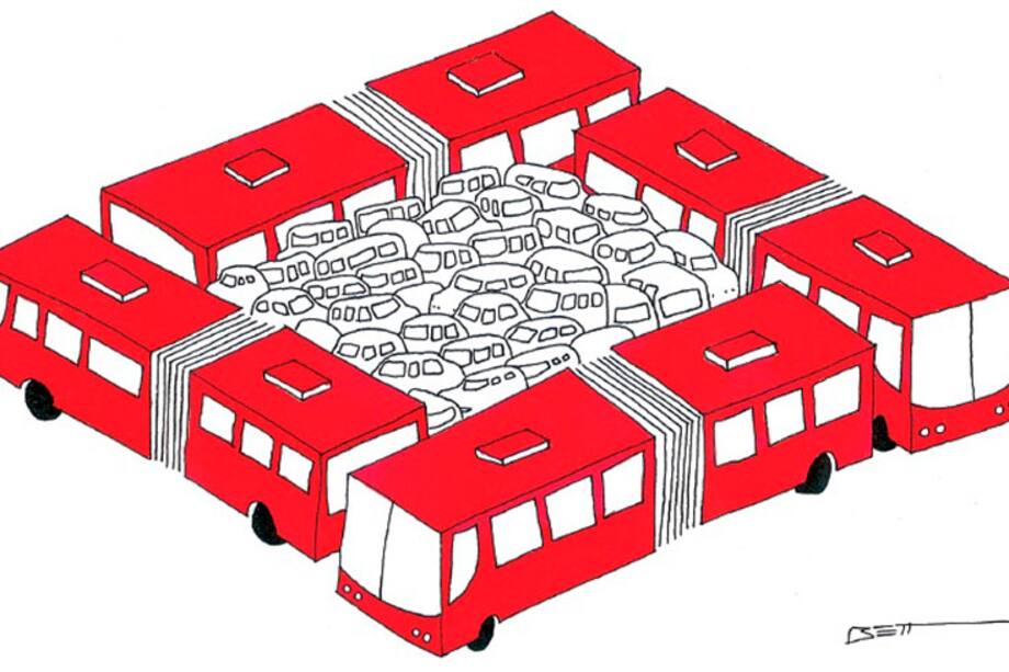 Así se ve «Transmi» bajo la pluma de seis caricaturistas