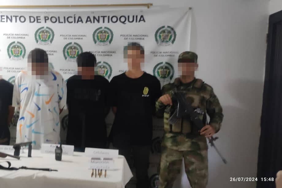 Cuatro presuntos integrantes del Caln del Golfo capturados en Antioquia.