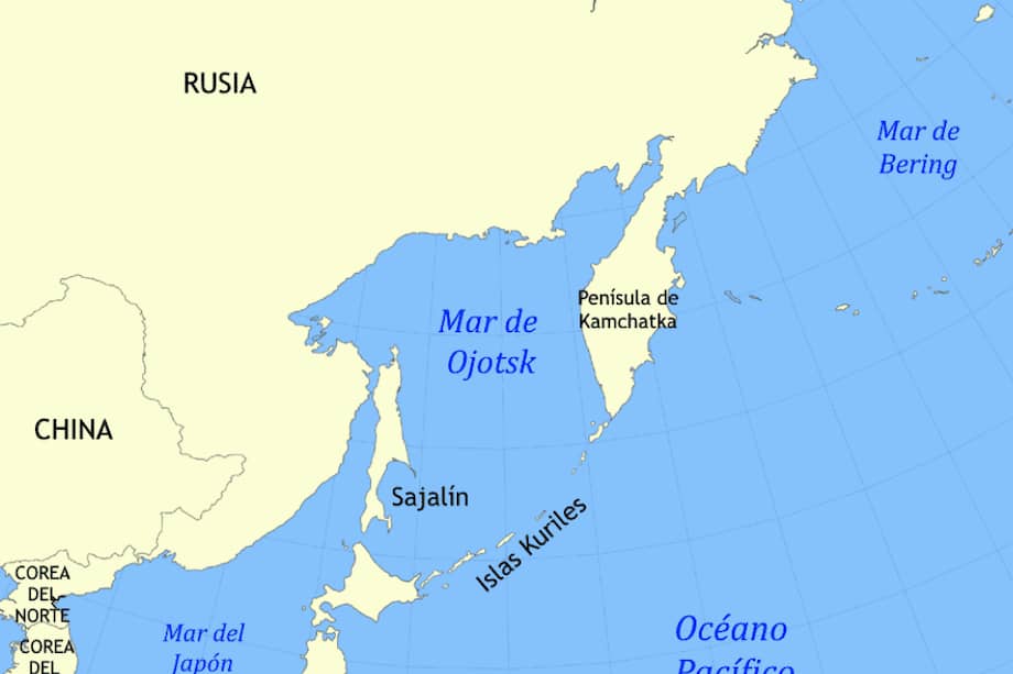 Mapa de referencia que muestra la ubicación de las islas Kuriles, territorio disputado por Rusia y Japón.