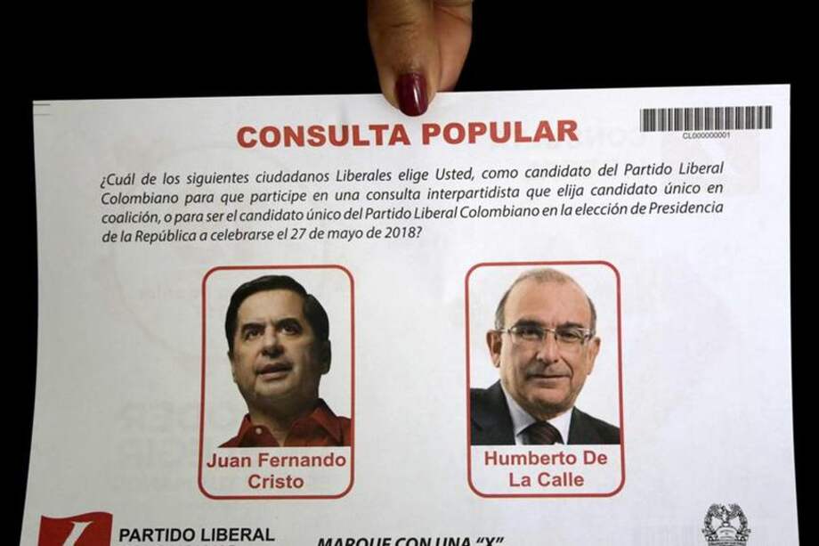 Este es el tarjetón con que se realizó la consulta del Partido Liberal.