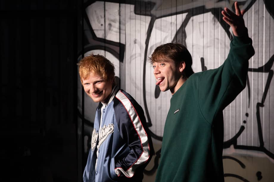 Ed Sheeran y Paulo Londra durante la grabación de su tema “Noche de Novela”.
