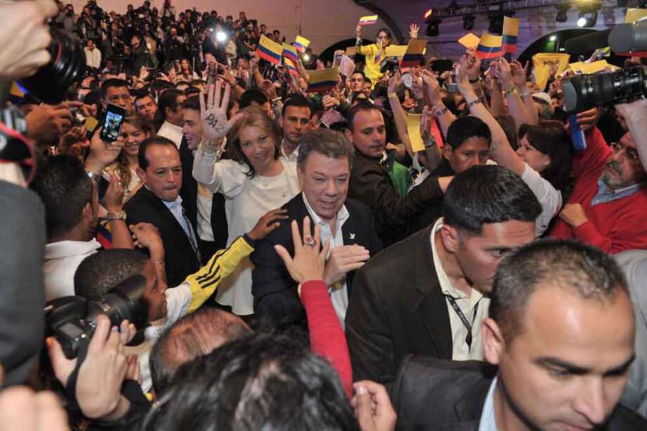 El presidente Juan Manuel Santos después de obtener la victoria en la segunda vuelta del pasado domingo. / Luis Ángel - El Espectador