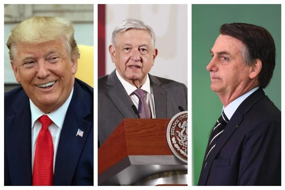 Los presidentes Donald Trump (Estados Unidos), Andrés Manuel López Obrador (México) y Jair Bolsonaro (Brasil). / AFP y EFE