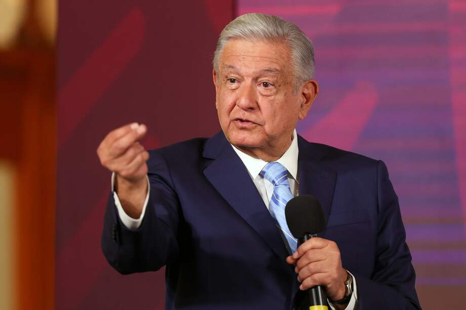 Andrés Manuel López Obrador durante una conferencia de prensa en el Palacio Nacional de Ciudad de México (México).