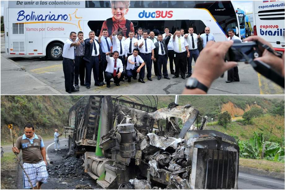 Transportadores de pasajeros se dieron cita en la terminal de Salitre en Bogotá para apoyar la campaña por la paz.