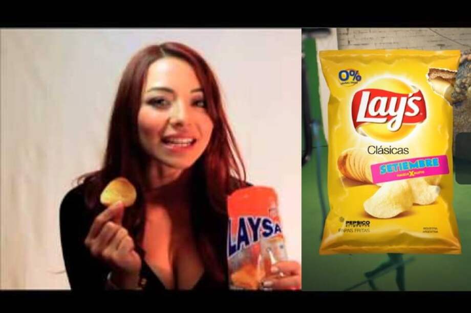 El comercial promocional de "Lays" (izq.) y un paquete de papas fritas "Lay's". / Tomadas de redes sociales