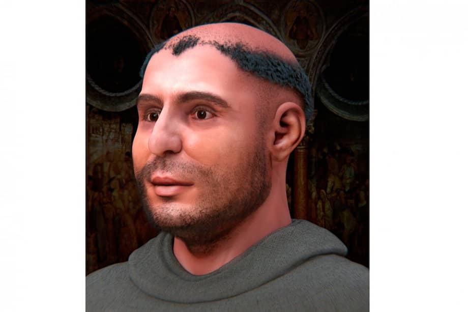 Rostro del santo de Padua, con cara redonda y mofletuda, ojos profundos y nariz aplastada, según la reconstrucción en tres dimensiones hecha por expertos italianos y brasileños a partir de su cráneo.