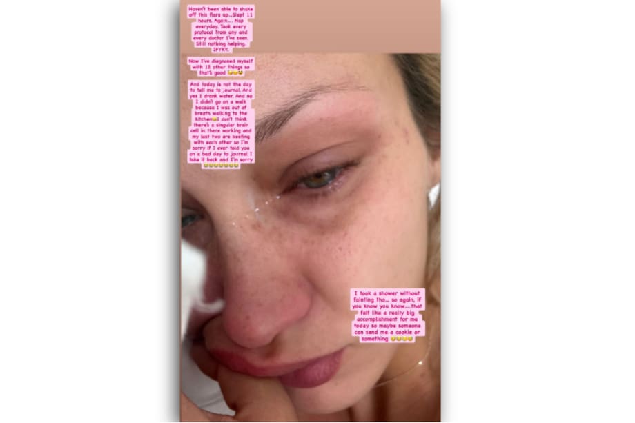 Esta fue la historia de Instagram que, entre lágrimas, compartió Bella Hadid.