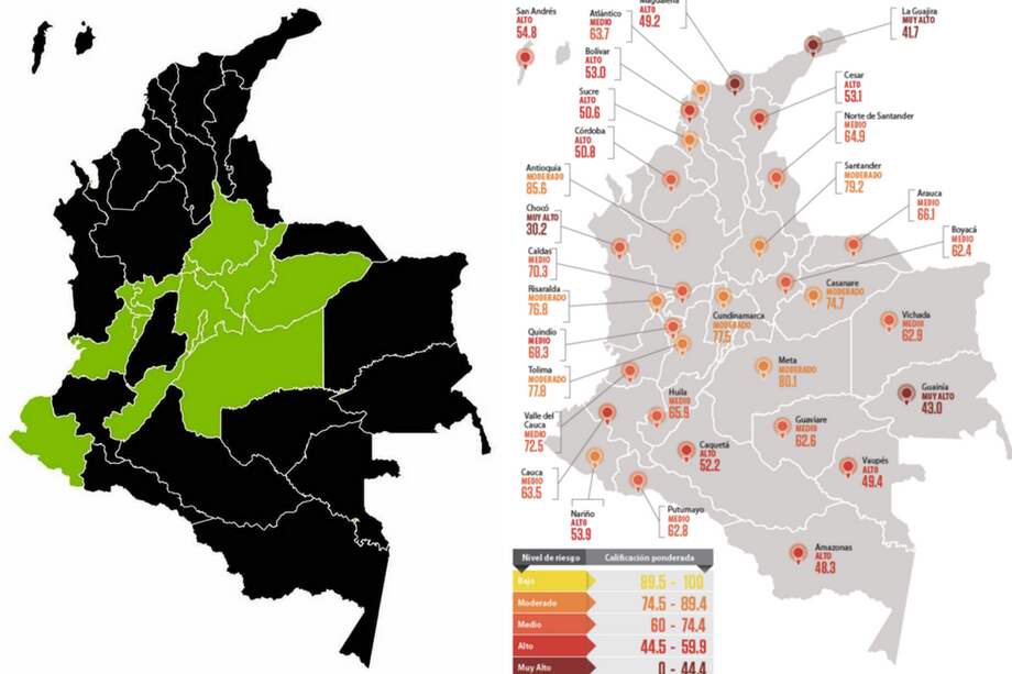 Así votaron ayer las regiones y este es riesgo de corrupción en ellas, según el Indice de Transparencia de las Entidades Públicas (ITEP), realizado entre 2015 y 2016. / Tomado de redes sociales y corporación Transparencia por Colombia.