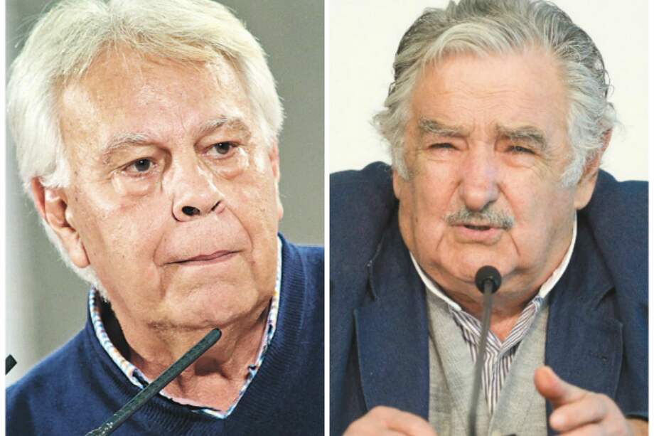 Los expresidentes Felipe González, de España, y José Mujica, de Uruguay.