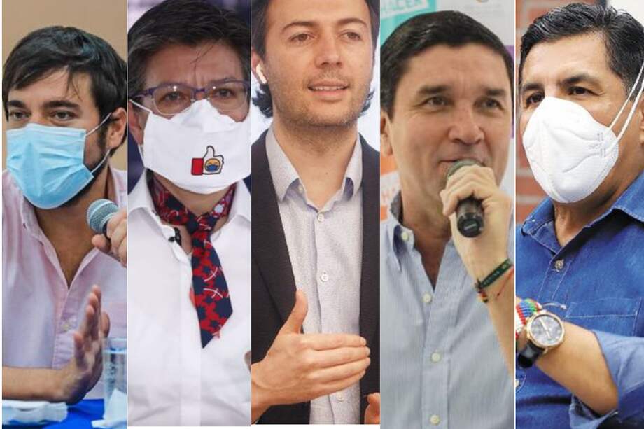 De izquierda a derecha: Jaime Pumarejo, Claudia López, Daniel Quintero, Juan Carlos Cárdenas y Jorge Iván Ospina.