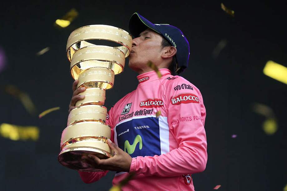 Nairo fue el primer colombiano en 27 años que se consagró campeón de alguna de las tres carreras más importantes del ciclísmo mundial: el Tour de Francia, el Giro de Italia y la Vuelta a España. / AFP
